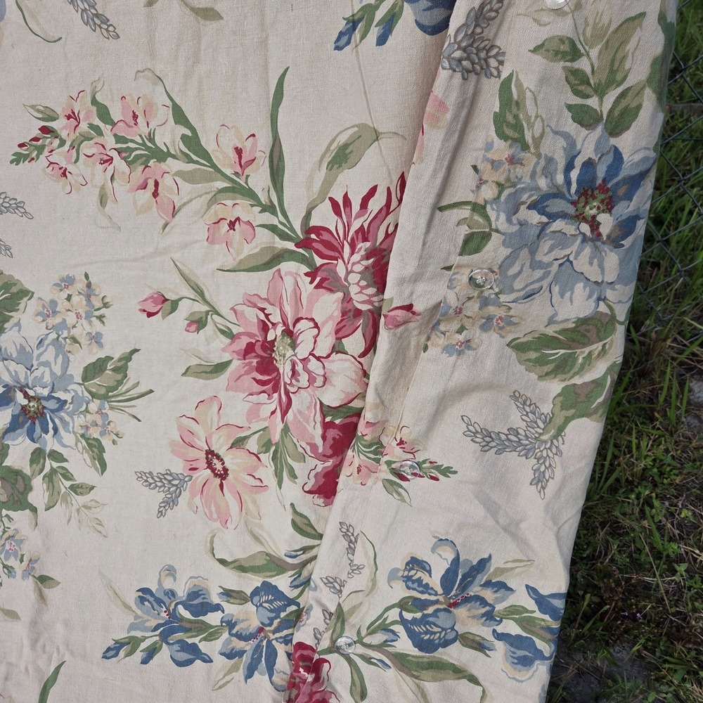 Pottery Barn Marla Duvet‎ King Linen Blend Red Floral Roses Peony Iris Pink - Picture 11 of 16